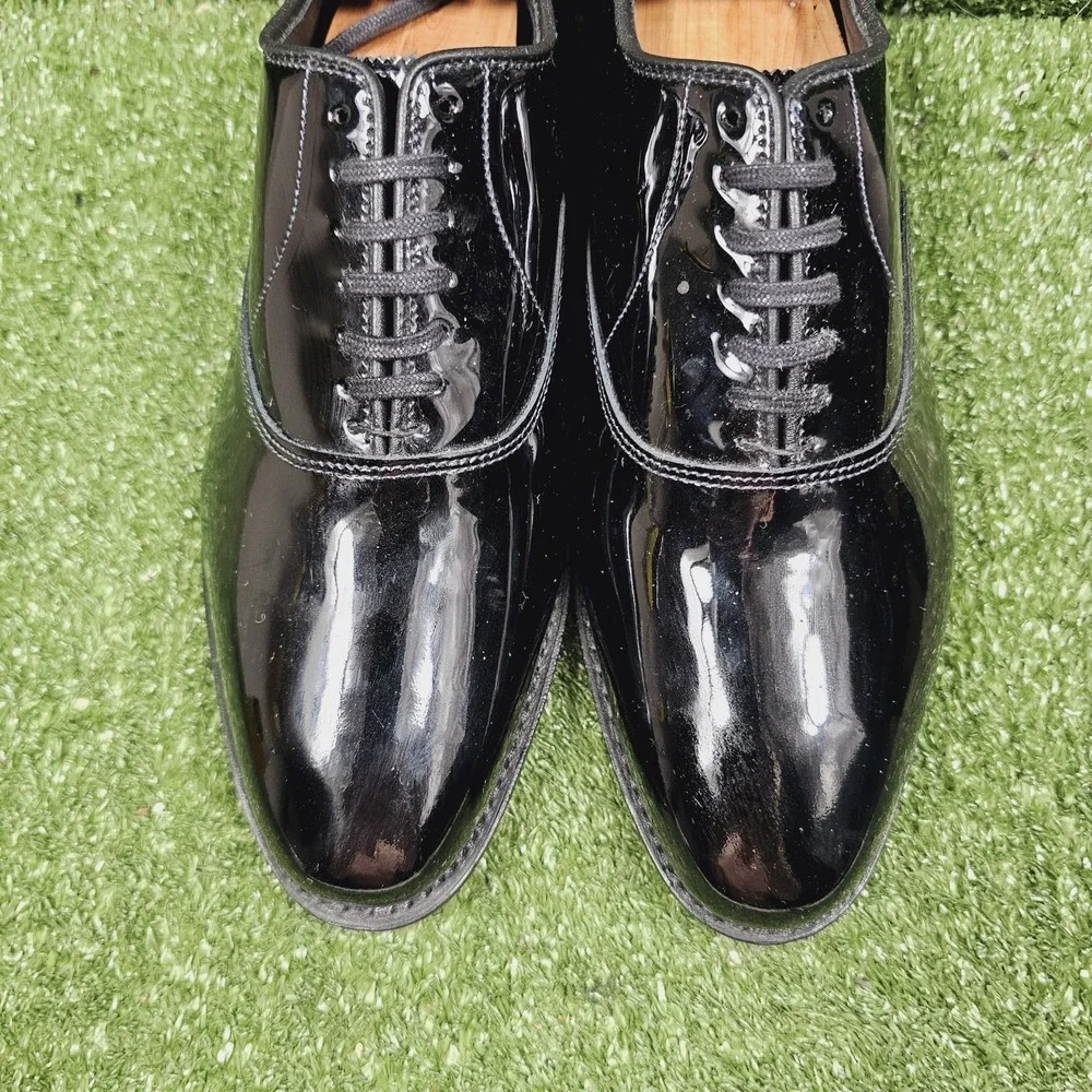 Allen Edmonds Carlyle Black Patent Leather‎ Plain-Toe Oxford Shoes Mens 8.5 EEE